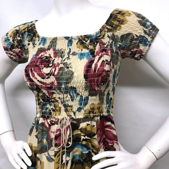 BAND Of GYPSIES Floral Smocked Slit Maxi Dress M S - Picture 5 of 11